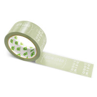 Paper-adhesive tape with logo print - 1-color - 50 m gray - RGB (163, 170, 131)