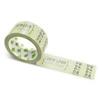 Paper-adhesive tape with logo print - 1-color - 50 m pale green - RGB (187, 197, 146)