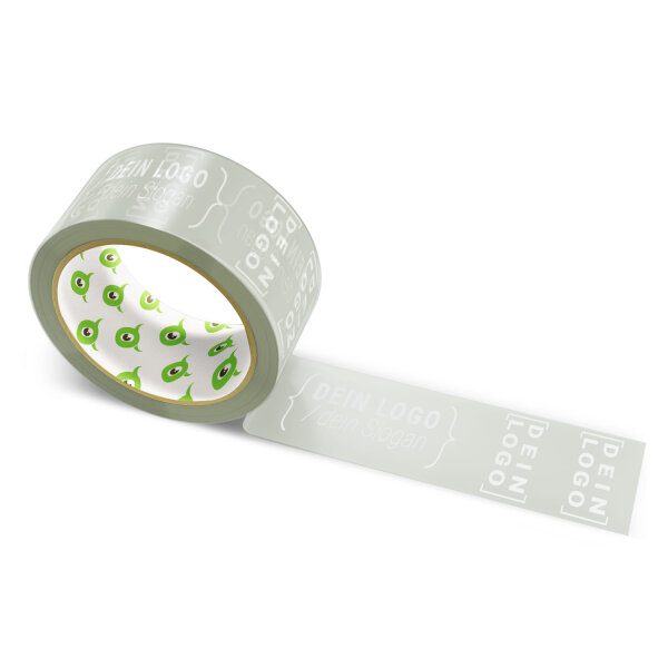 Paper-adhesive tape with logo print - 1-color - 50 m cool gray - RGB (167, 172, 162)