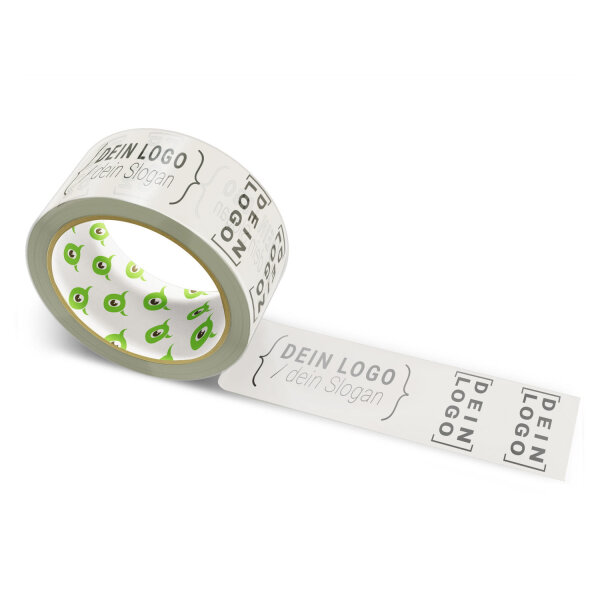 Paper-adhesive tape with logo print - 1-color - 50 m light gray - RGB (215, 210, 203)