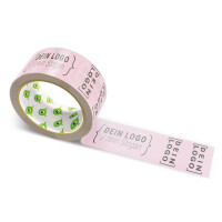 Paper packing tape with logo print - 2-color - 50 m light pink - CMYK 0/23/16/9