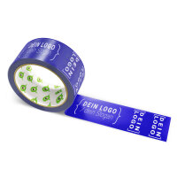 PP-adhesive tape with logo print - 1-color - 66 m dark blue - CMYK 90/96/0/38 - best value