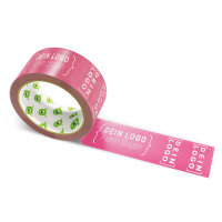 PP-adhesive tape with logo print - 1-color - 66 m dark pink - CMYK 0/73/50/22 - best value