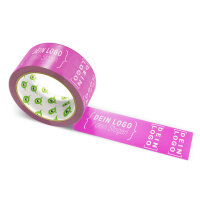 PP-adhesive tape with logo print - 1-color - 66 m dark pink - CMYK 0/79/21/23 - best value