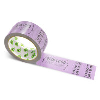 PP-adhesive tape with logo print - 1-color - 66 m light pink - CMYK 7/29/0/30 - best value