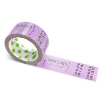 PP-adhesive tape with logo print - 1-color - 66 m light orchid - CMYK 9/35/0/20 - best value
