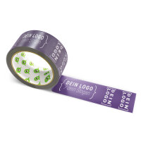 PP-adhesive tape with logo print - 1-color - 66 m dark lavender brown - CMYK 27/51/0/66 - best value