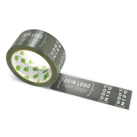 PP-adhesive tape with logo print - 1-color - 66 m gray black - CMYK 5/0/7/77 - best value