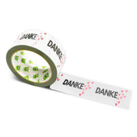 Papier Klebeband bedruckt mit Motto: Danke mit Herzen -...