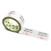 Papier Klebeband bedruckt mit Motto: In diesem Paket 100% pure Liebe mit Pfeil - 50 m weiss