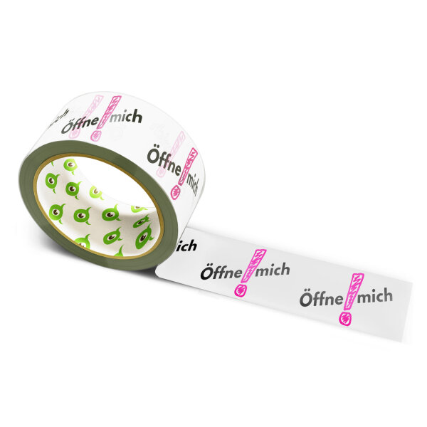 PVC Klebeband bedruckt mit Motto: Öffne mich mit Ausrufezeichen - 66 m