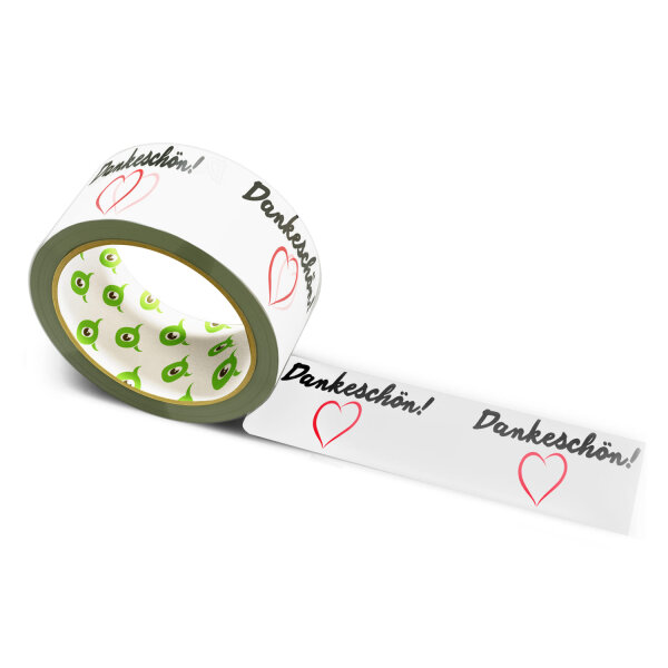 12x Paper Tape: "Dankeschön mit Herz" (Thank You with a Heart) · white · 50 mm × 50 m