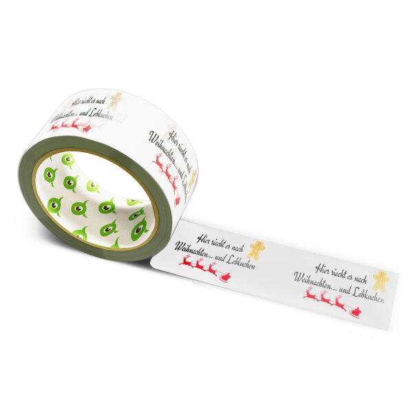 12x Paper Tape: "Hier riecht es nach Weihnachten & Lebkuchen" (Smells Like Christmas & Gingerbread in Here) · white · 50
