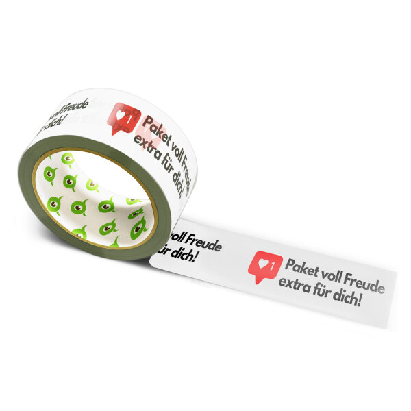12x PP Hotmelt Tape: "Paket voll Freude, extra für dich" (Package Full of Joy, Extra for You) · 50 mm × 66 m
