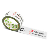 12x PP Hotmelt Tape: "Alles Gute, jetzt mach das Paket auf" (All the Best – Now Open the Package) · 50 mm × 66 m