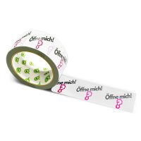 12x PVC Klebeband bedruckt mit Motto: Öffne mich mit Fragezeichen - 66 m