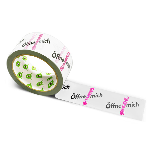 12x PVC Tape: "Öffne mich mit Ausrufezeichen" (Open Me (with an Exclamation Mark)) · 50 mm × 66 m