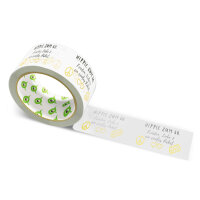 12x PVC Klebeband bedruckt mit Motto: Hippie zum 60. Frieden & Liebe - 66 m