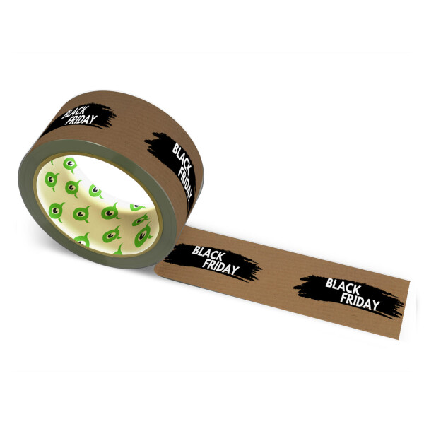 24x Papier Klebeband bedruckt mit Motto: Black Friday - 50 m braun