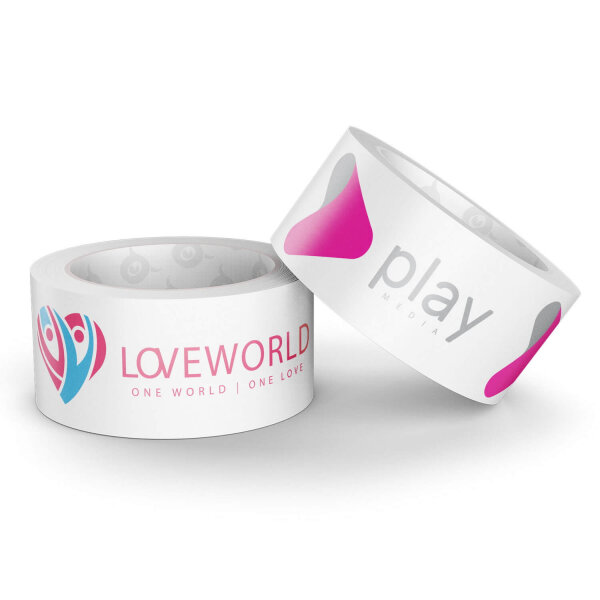 Custom paper packing tape - 2-colored - 50 mm x 100 m - white