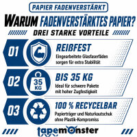 Ruban papier renforcé fil - 3 couleurs - 50 mm x 50 m - marron