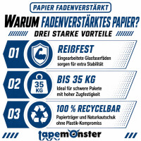Verstärktes Papierklebeband braun 150 mm x 500 m - 1-farbig bedruckt