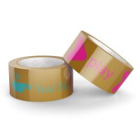 36x PVC adhesive tape with logo starter pack - 1-color- 50 mm x 66 m - white - with natural adhesive