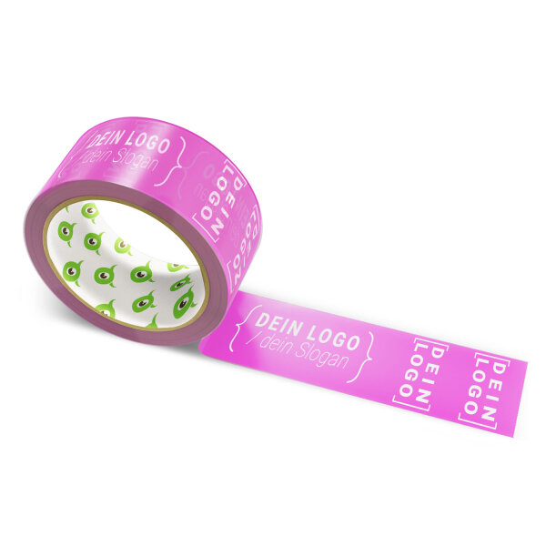 PP-Klebeband mit Logo Druck - 66 m Dunkles Pink #D539B5