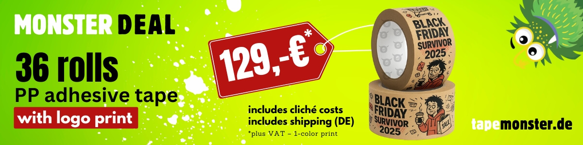 Banner Monster Deal offer PP custom tape for 129 Euro