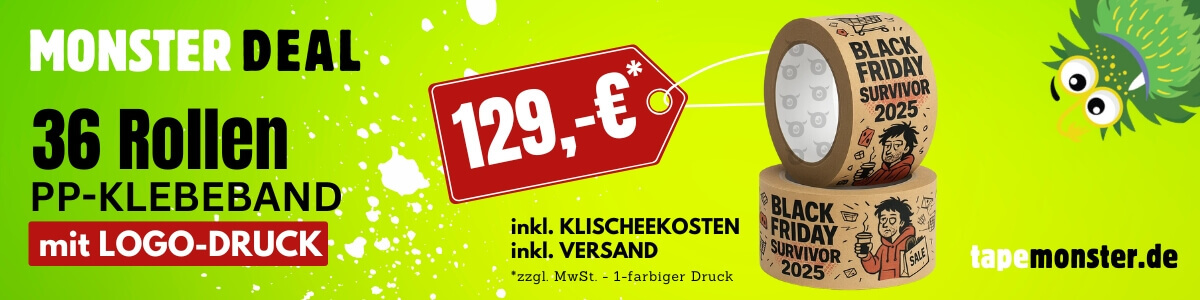 Banner Monster Deal Angebot PP Klebeband für 129 Euro
