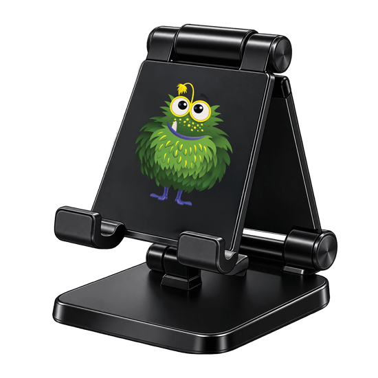 Tapemonster aluminum phone stand, foldable, with smartphone