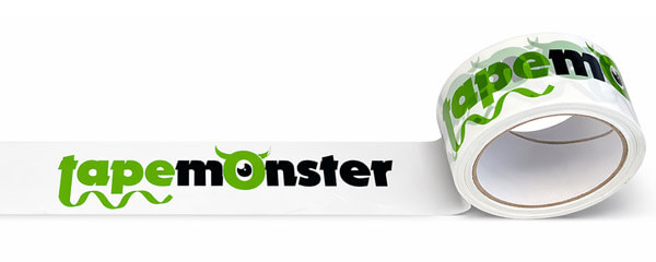 Example: packing tape printed with a standard plate – logo on brown tape base color