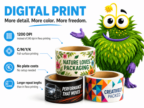 Three PP packing tape rolls with USPs