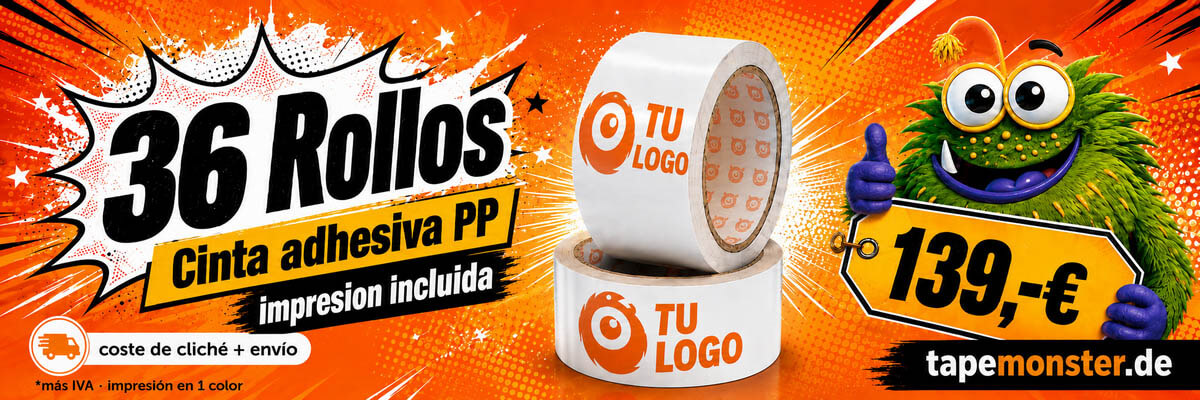 Pack de inicio Monster Deal: cinta PP personalizada 48 mm × 66 m por 139 €