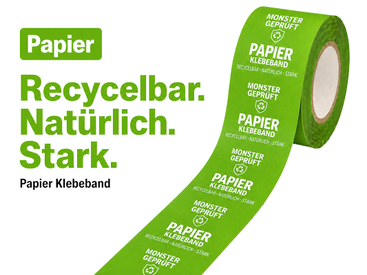Bedrucktes Papier-Klebeband mit Logo — nachhaltige Verpackungslösung, 100 % recycelbar