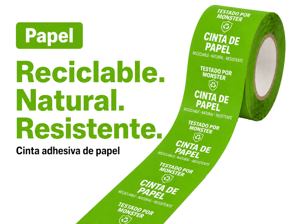 Cinta de papel personalizada con logo — solución de embalaje sostenible, 100% reciclable