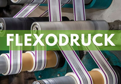 Flexodruck-Verfahren für bedrucktes Klebeband — Druckwalze in Aktion